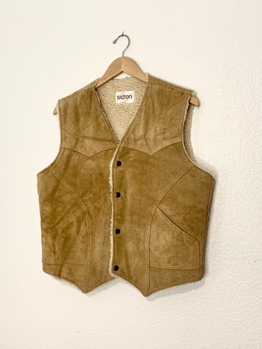 Vintage Silton Leather Snap Up Vest Size Large